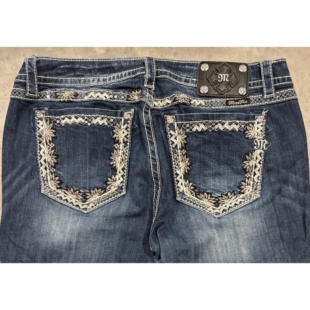 Miss Me Signature Boot Jeans Womens 34 Mid Rise Denim Rhinestone Bling